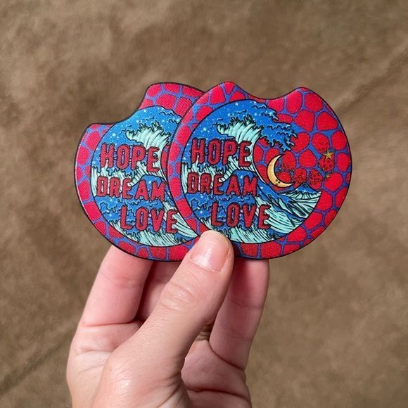 Hope Dream Love Ocean Car Coaster Set | Car Accessories - Picture 2 of 12
